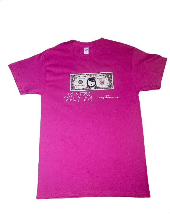 HELLO KITTY PRETTY MONEY Graphic Tshirt: (HOT PINK)