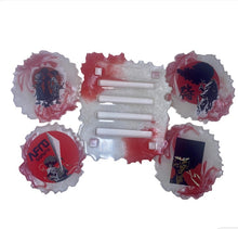 Load image into Gallery viewer, AFRO SAMURAI COASTER SET 4pc. : (WHITE&amp;RED)
