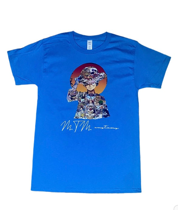 ONE PIECE: LUFFY SUNSET Graphic Tshirt: (BLUE)