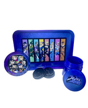 Load image into Gallery viewer, JOJO’s BIZARRE ADVENTURE Anime Rolling Tray Set (BLACK) : Tray, Ashtray, Jar, Grinder
