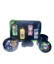 Load image into Gallery viewer, Demon Slayer Anime Rolling Tray Set (BLACK) : Tray, Ashtray, Jar, Grinder
