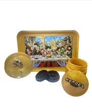 Load image into Gallery viewer, LAST SUPPER Anime Rolling Tray Set (GOLD) : Tray, Ashtray, Jar, Grinder
