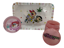 Load image into Gallery viewer, PowerPuff Girls Rolling Tray Set- Transparent Flowers
